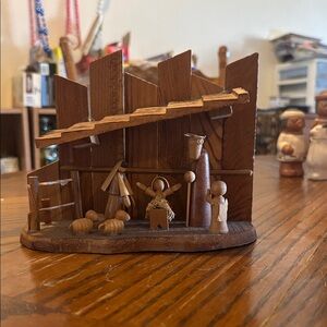 Handcrafted Wooden Nativity Scene